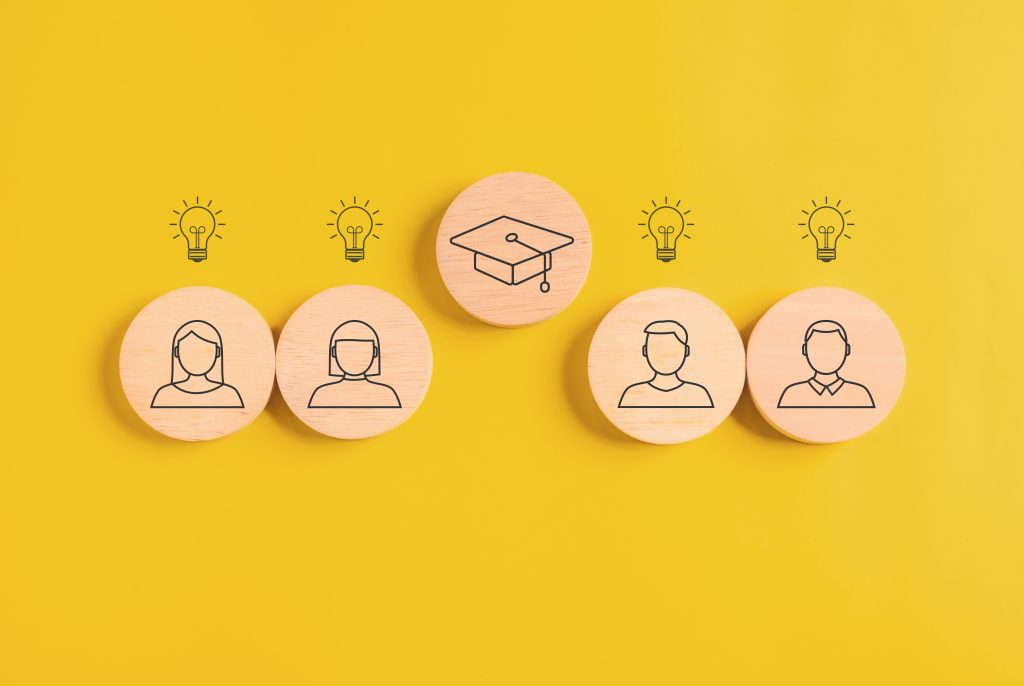 education icon and graduate cap concept. person graduation icon. high quality photo